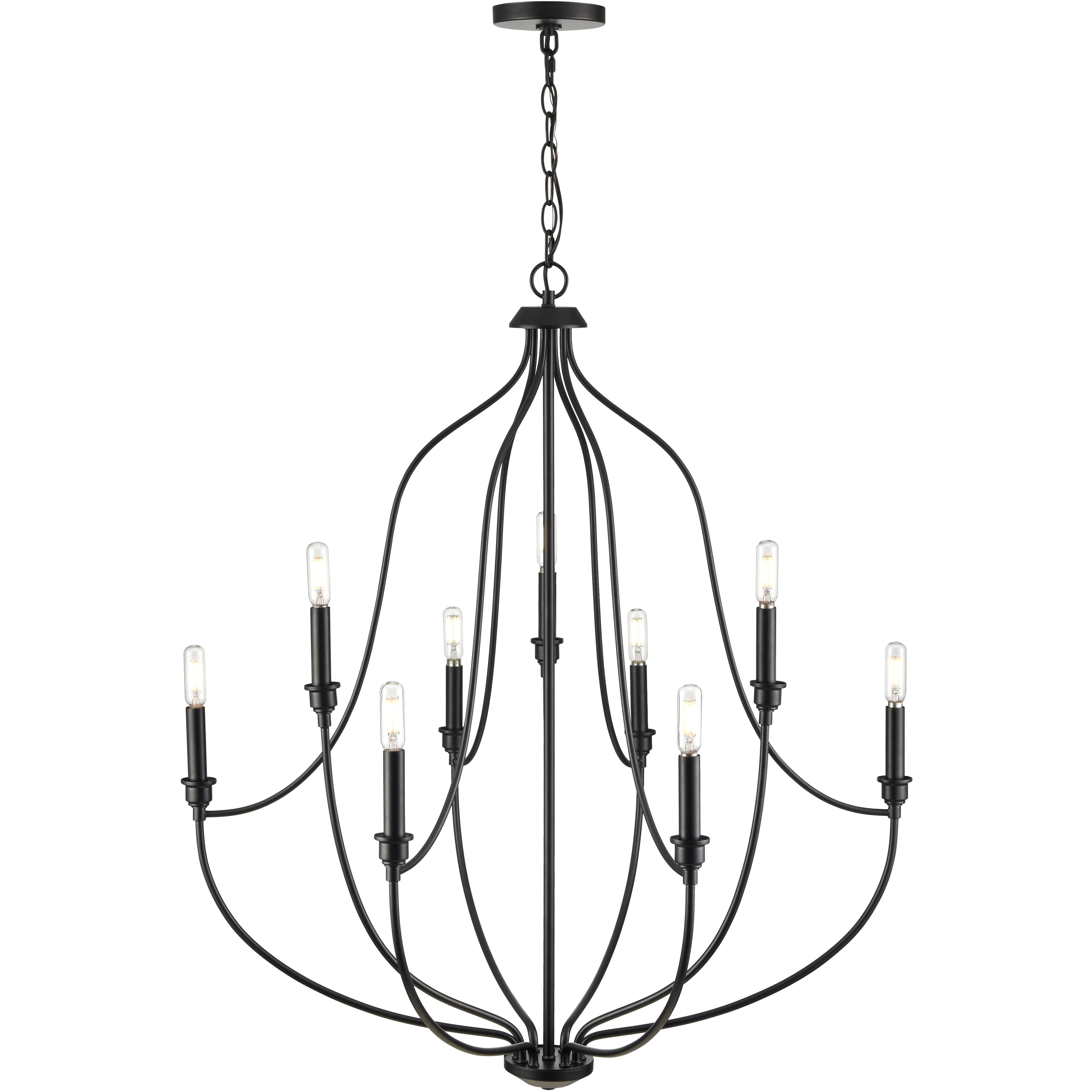 Senoia 9 Light 32.5 inch Matte Black Chandelier Ceiling Light